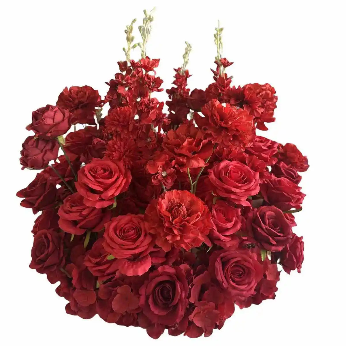 Red White Customized Artificial Rose Delphinium 50cm Flower Ball Wedding Decor Table Centerpieces Flower Decor Event Road Props