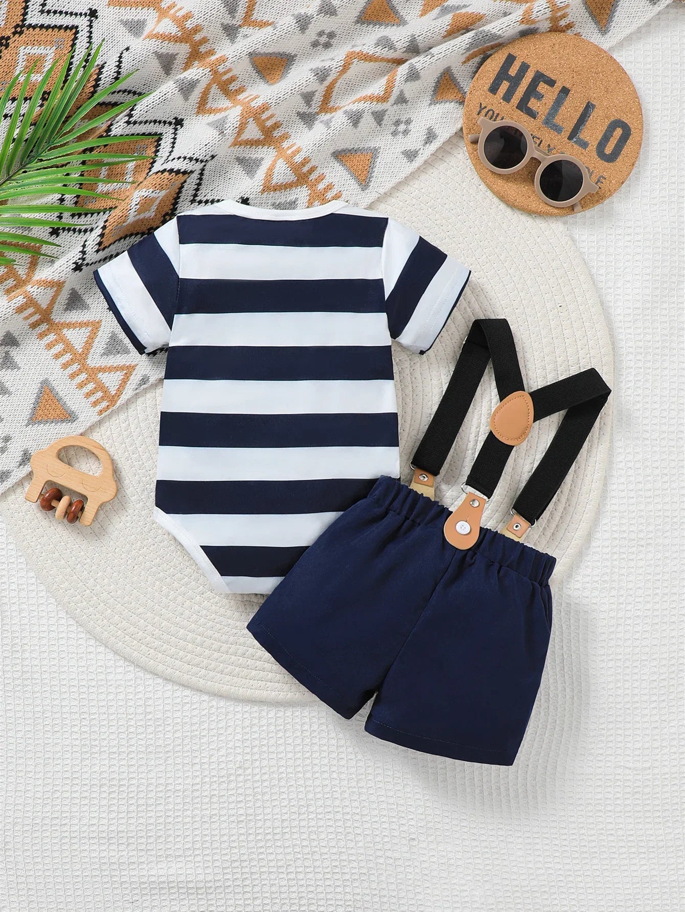 Baby Boy Spring Summer Outfit Set Cute Cartoon Letter Bear Print