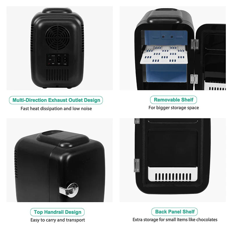 Crownful 4L Mini Fridge 110V, 220V Beauty Makeup Skincare Refrigerator, AC/DC Heated Cooling Beauty Refrigerator, Car Mini Fridge.
