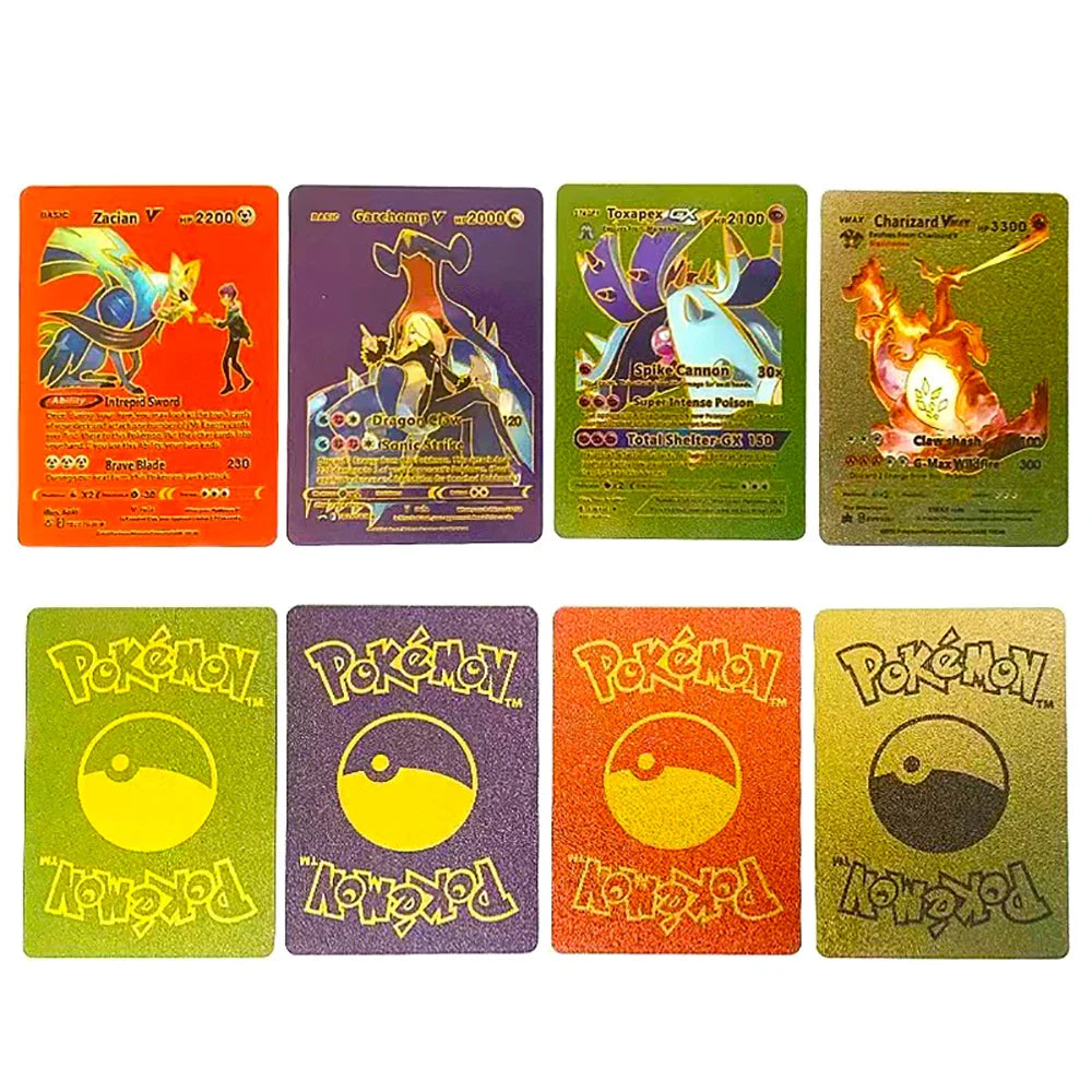 110-27Pcs Pokemon Gold Foil Card VMAX GX VSTAR Cards English French German Spanish Charizard Pikachu Arceus Silver Pokemon Cards