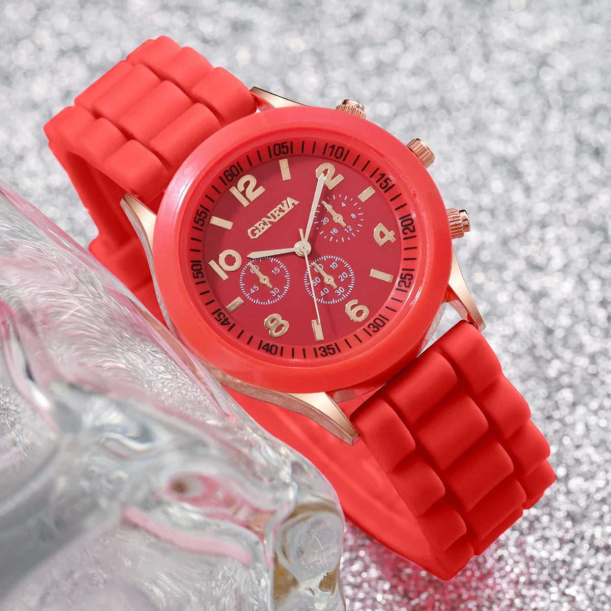 4PCS Women's Watches Fashion SIlicone Band Arabic Dial Quartz Watch Set（Without Box）