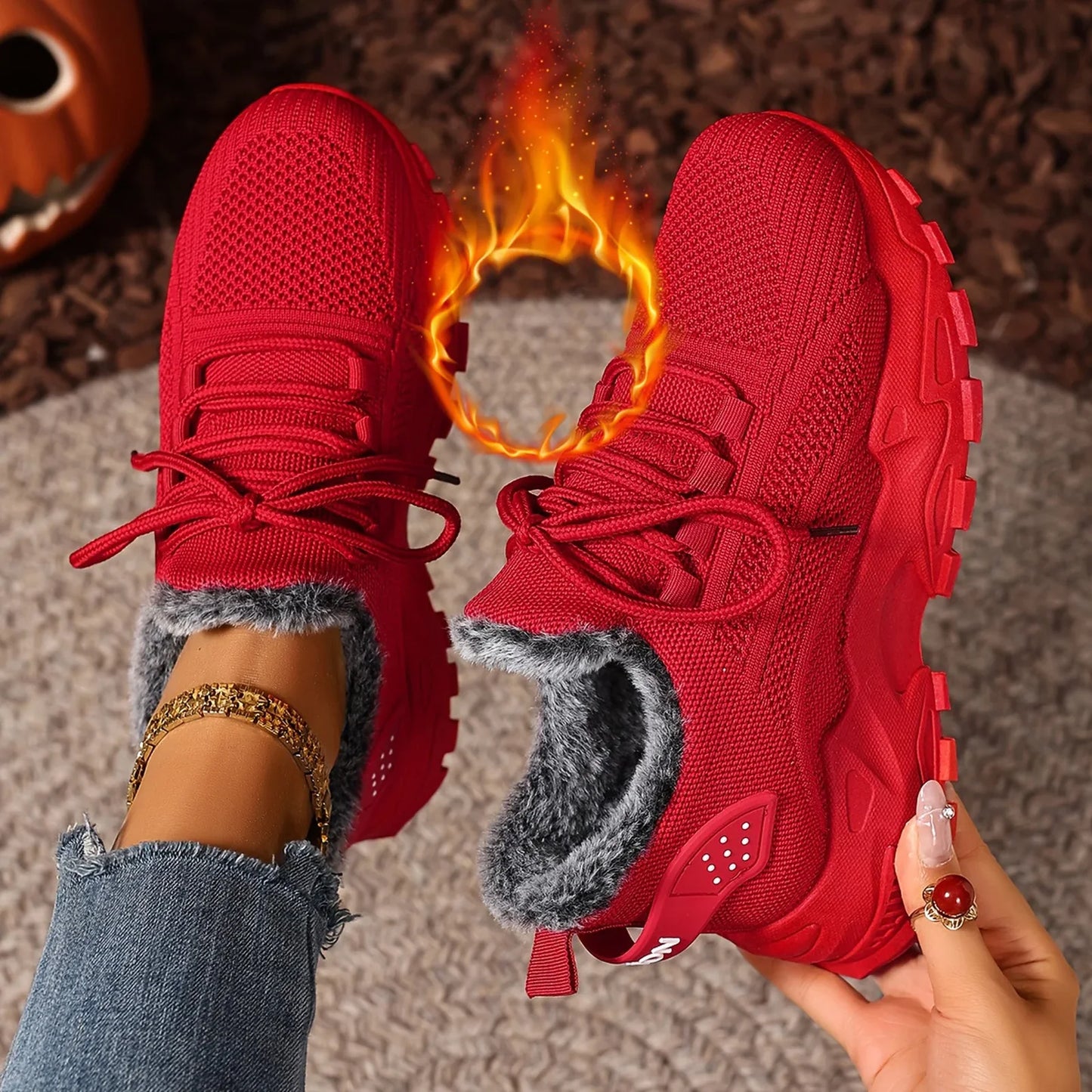 Women's Winter Warm Sports Shoes Non Slip Soles Suitable for Cold Weather Outdoor Walking Sports Shoes Ladies Sneakers