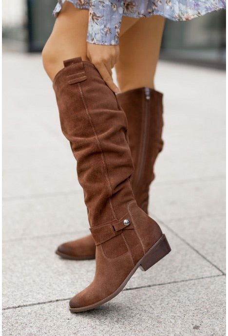 Women Ankle Boots Winter Low Heels Round  Plus Size Casual  Shoes Faux Suede Female Low Boots Free Shipping Chelsea Boots