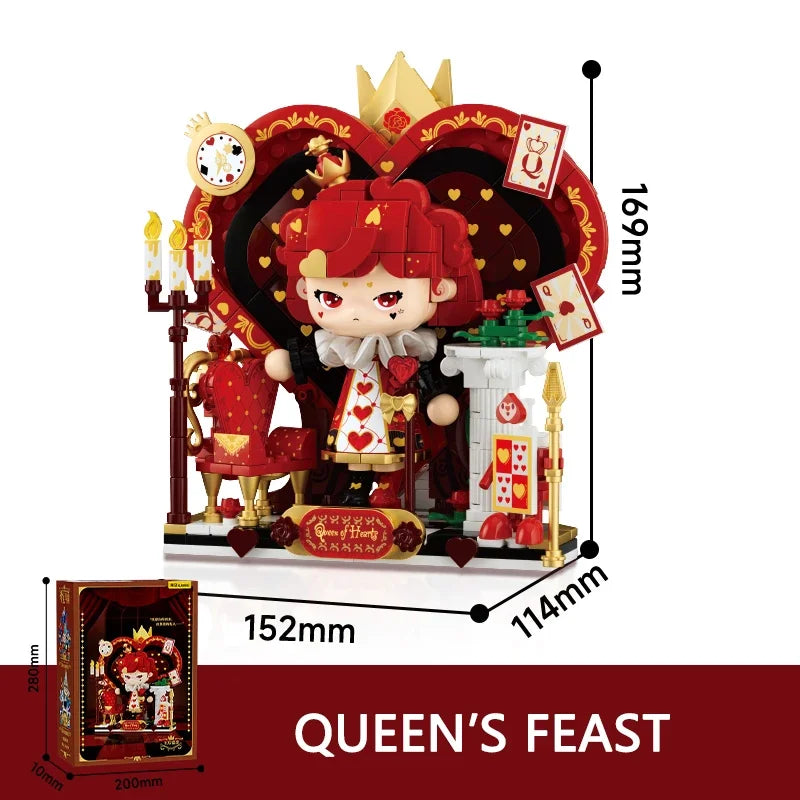 Creative Cartoon Poker Face Building Block Lovely King Queen Knight Joker Big Head Figures Model Bricks Kids DIY Toys Gifts
