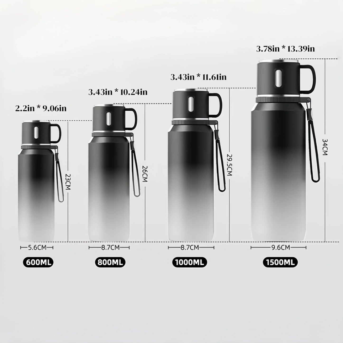 600-1500ml Stainless Steel Thermal Mug, Outdoor Thermos Cup, Portable Vacuum Flasks, Cold and Hot Thermos Water Bottle, Coffee Mug.