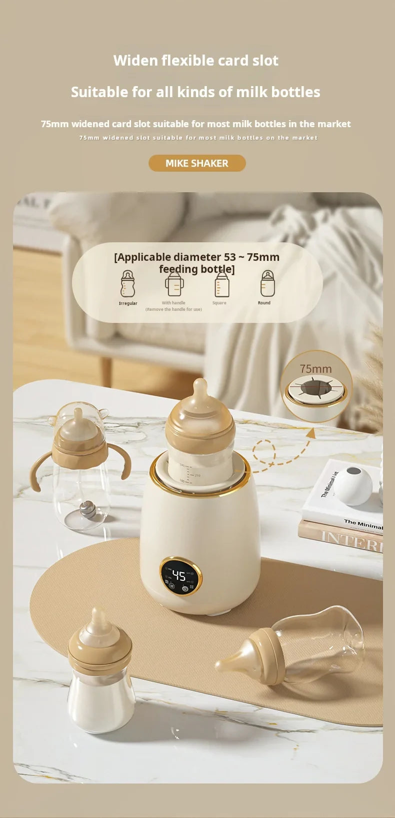Bottle shaker outdoor baby milk powder warmer usb rechargeable multifunctional electric shaker milk warmer constant temperature