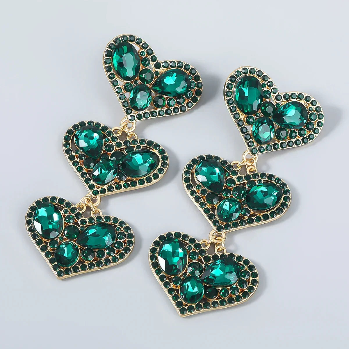 New Fashion women's Color Matching Big Rhinestone Love Heart-shaped Star Drop Earrings women's Jewelry Temperament Accessories