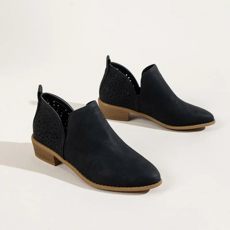 American Women's Short Boots British Style Pointed Toe Thick Heel Fashion Short Boots European Fashion Designer Platform Boots