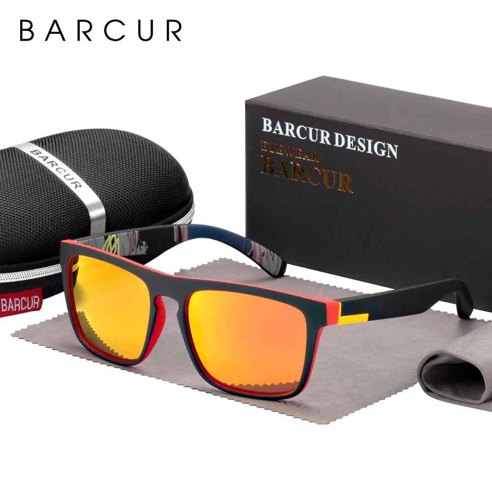 BARCUR Men's Polarized Driving Sunglasses – UV400 Protection Lightweight TR90 Frame Anti-Glare Lens Stylish Oculos de Sol Summer Sunglasses