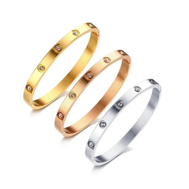 G&DAdvanced Inlai Crystal Stainless Steel Women's Bracelet/Ring Jewelry Golden Resistant To Corrosion set Gift Party Excluse