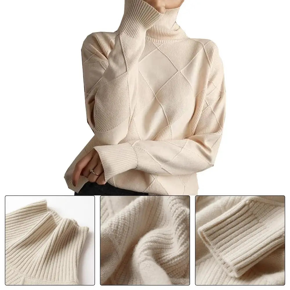 Turtleneck Sweater Long Sleeve High Neck Winter Sweater Warm Turtleneck Sweaters Knitted Loose Women Pullover Sweater Jumper