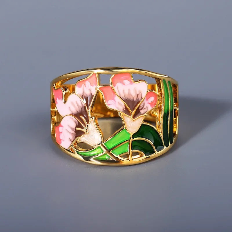2024 New Silver Rings for Women Creative Handmade Enamel Craft Women's Rings 925 Silver Women's Party Jewelry Epoxy Craft