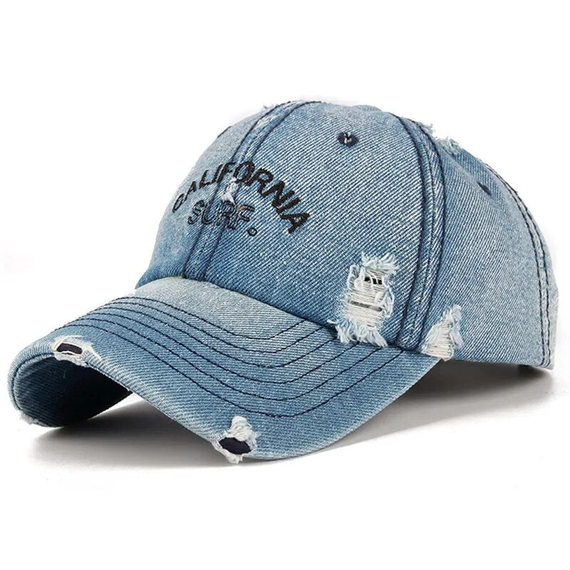 Snapback Women's Distressed Hole Embroidery Simple Baseball Cap For Women Men Fashion Female Outdoor Leisure Cowboy Hat Caps