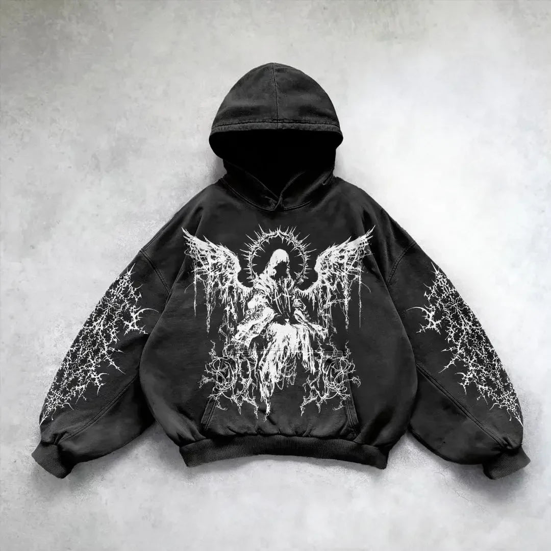 New goth streetwear sweatshirt hoodie demon girl print harajuku y2k tops oversized goth hoodies women couples gothic clothes