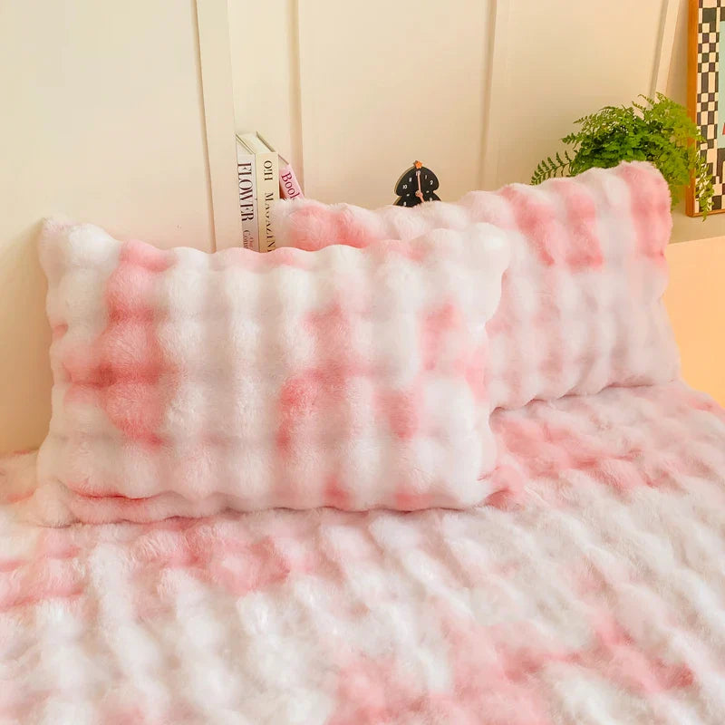 2pcs Fluffy Plush Pillowcase 48x74cm Winter Warm Thickness Soft Rabbit Fleece.