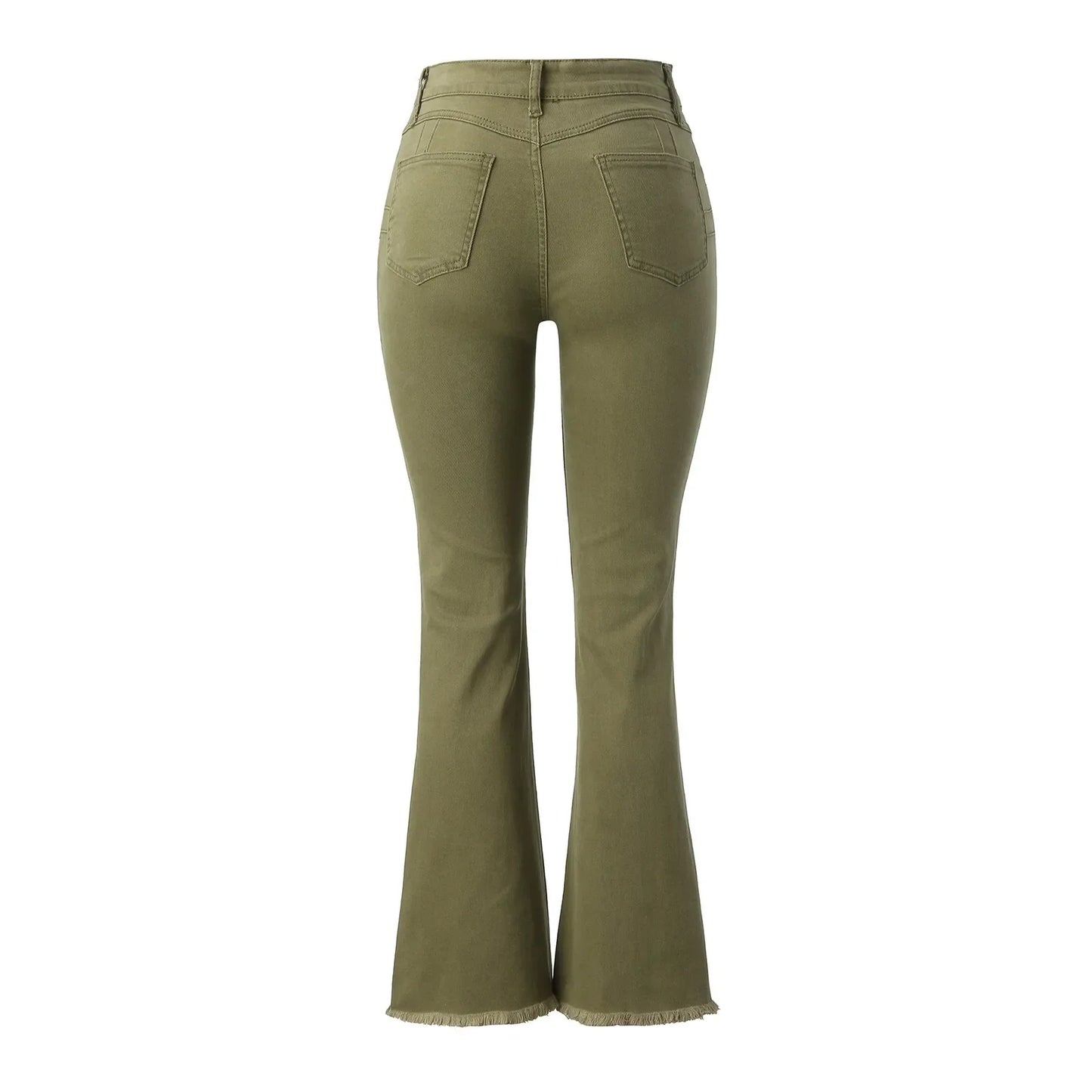 Jeans For Women High Waist Womens Casual Denim Pants Jeans Green Color Bell Jeans Flared Denim Jeans 여성바지