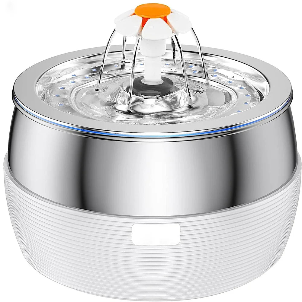 3L Auto Stainless Steel Cat Fountain 102 Oz Pet Water Dispenser Filter with Faucet Automatic Water Feeder for Cats Dogs Rabbits