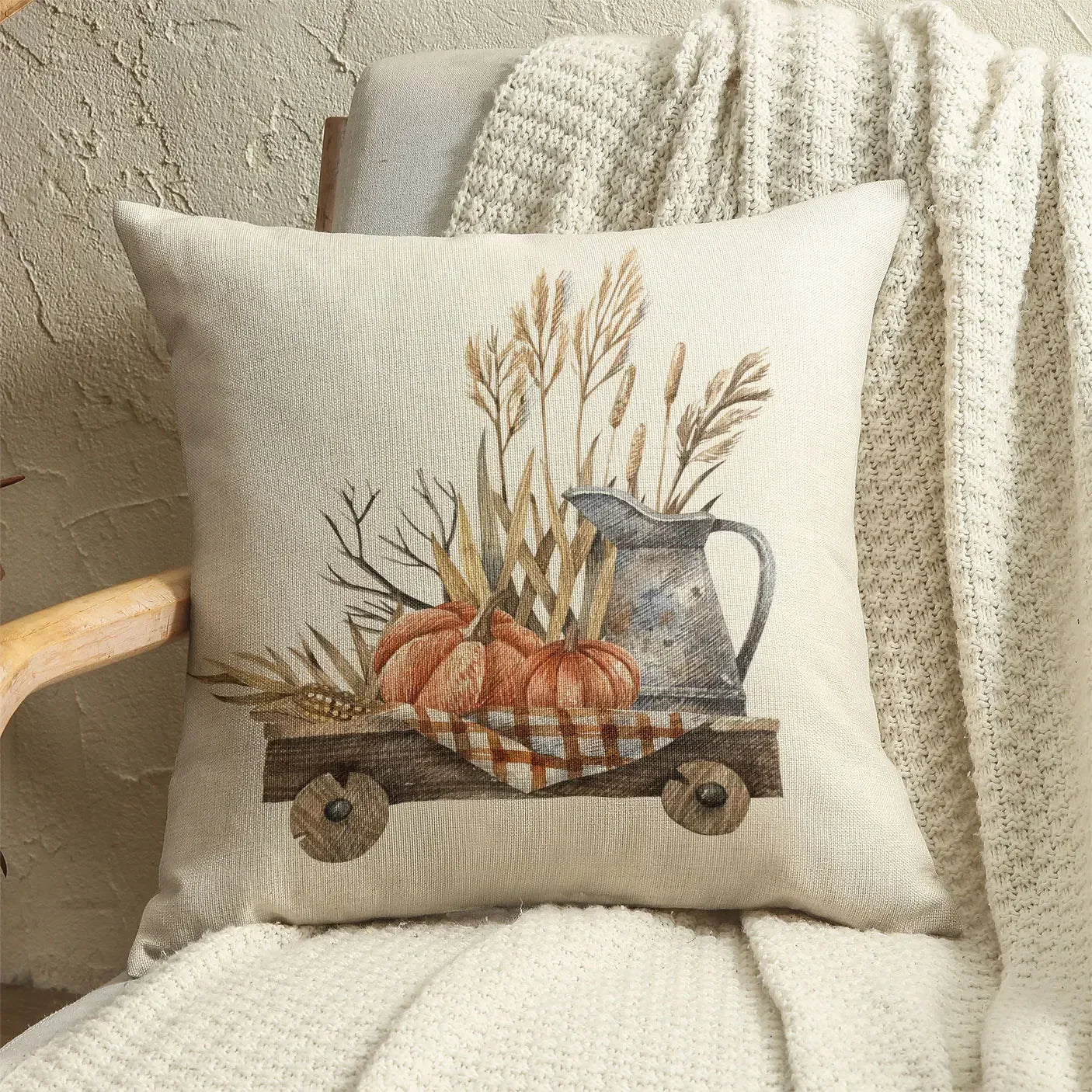 Pumpkin Car Sunflower pillows Thanksgiving Day Pillowcase Happy Autumn Cushion Cover Cotton Linen Sofa home decorations pillows