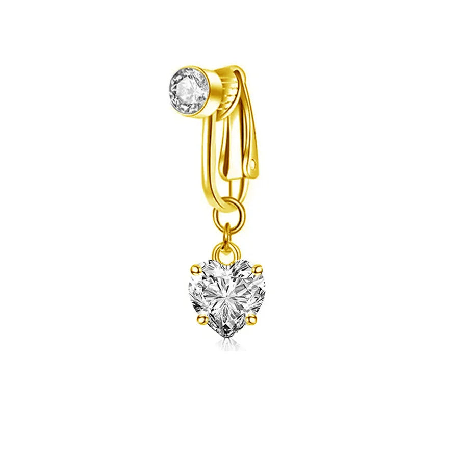 Clip On Belly Button Ring Butterfly Copper Zircon Pink Fake Belly Piercing Umbilical Navel Body Jewelry Trendy Fashion Style