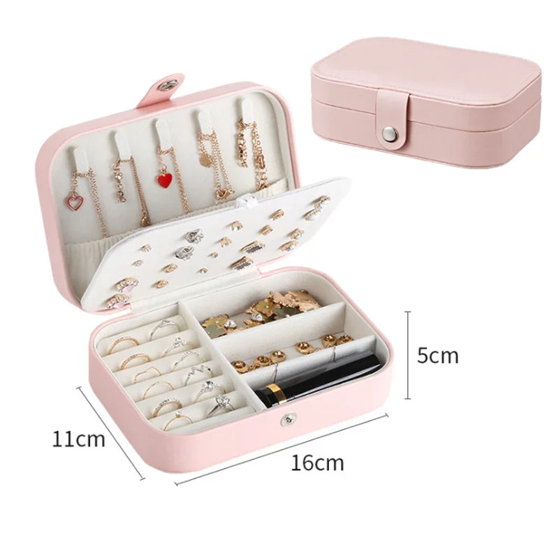 2022 Portable Jewelry Box Jewelry Organizer Display Travel Jewelry Case Boxes Button Leather Storage Zipper Jewelers Joyero