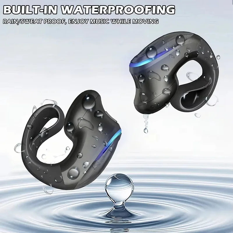 Wireless Bluetooth 5.3 Headphone Bone Conduction Headset Clip Single Ear Earphones Sport Earbuds For iPhone Huawei Realme OPPO