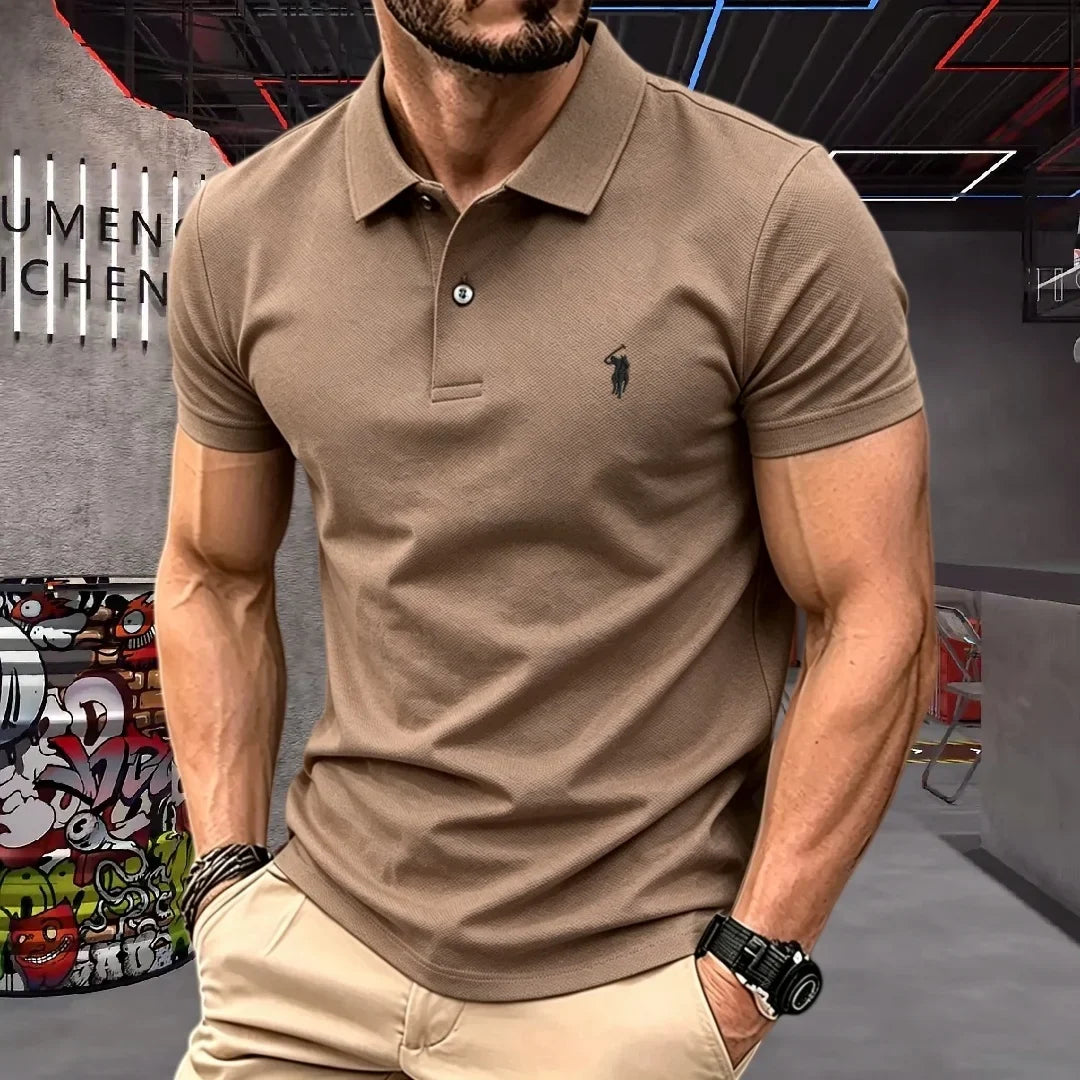 100% pure cotton high-end brand men's short sleeve polo shirt 2026 summer luxury fashion pony embroidery golf top casual T-shirt