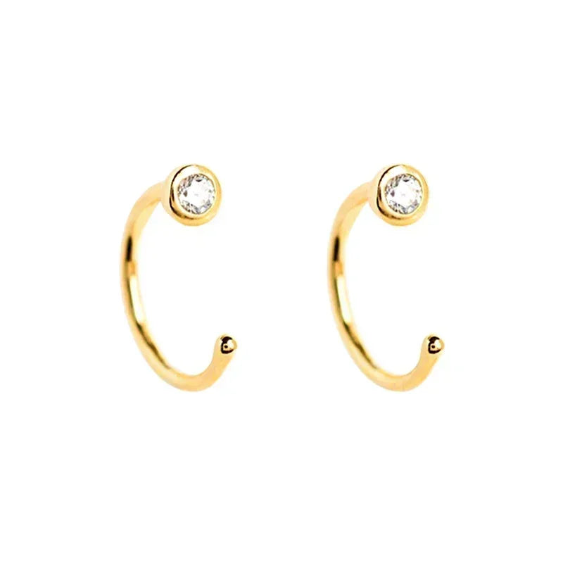 Cartilage 925 Silver Earrings Fashion C-shaped Zircon ear studs European American Geometric Piercing Earrings For Women Jewelry
