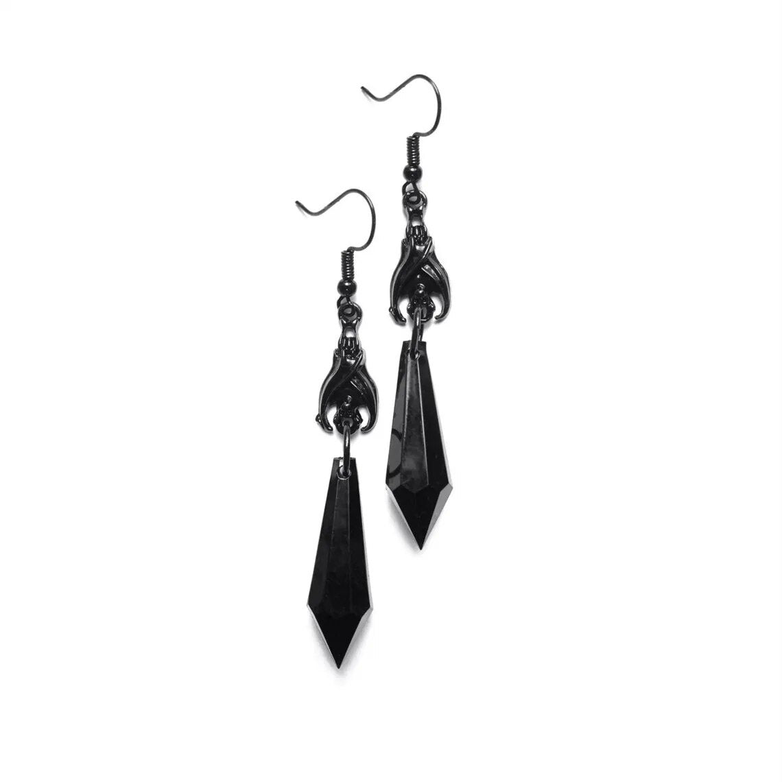 Gothic Dark Bat Decorative Red And Black Gemstone Dangle Earrings Wedding Party Holiday Gift For Men And Women Daily Jewelry