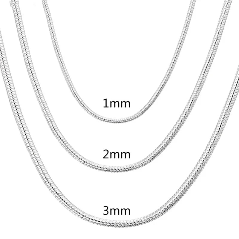 Silver Color Solid Snake Chain Necklace Fashion Jewelry For Pendant