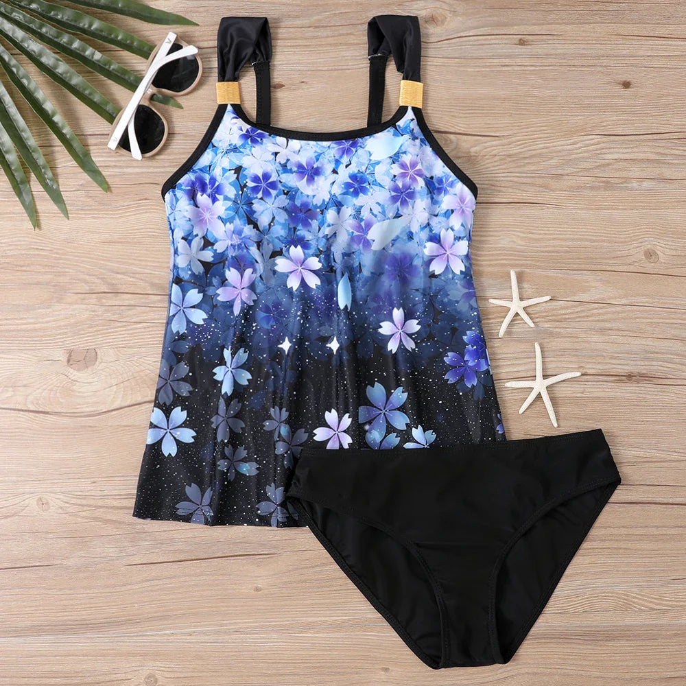 2023 New Summer Ladies Sexy Tankini Two Piece Swimsuit High Waist New Design Printing Beachwear Women's High Waist Swimsuit
