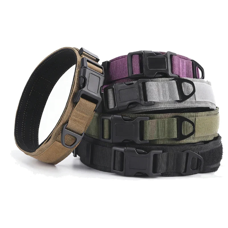 Tactical Dog Collar Adjustable Military Training Nylon Dog Collar with Control Handle and Heavy Metal Buckle for Large Pets
