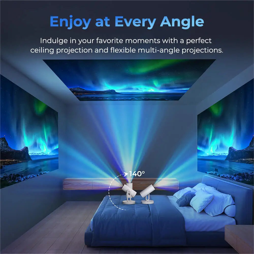 ETOE Starfish Plus TV Projector, Smart Projector with 4K Decoding, 120" Large Screen, 140° Rotation, Auto Keystone Correction, Voice Control, AirPlay, Chromecast, 5G WiFi, Bluetooth 5.0, Touch Night Light
