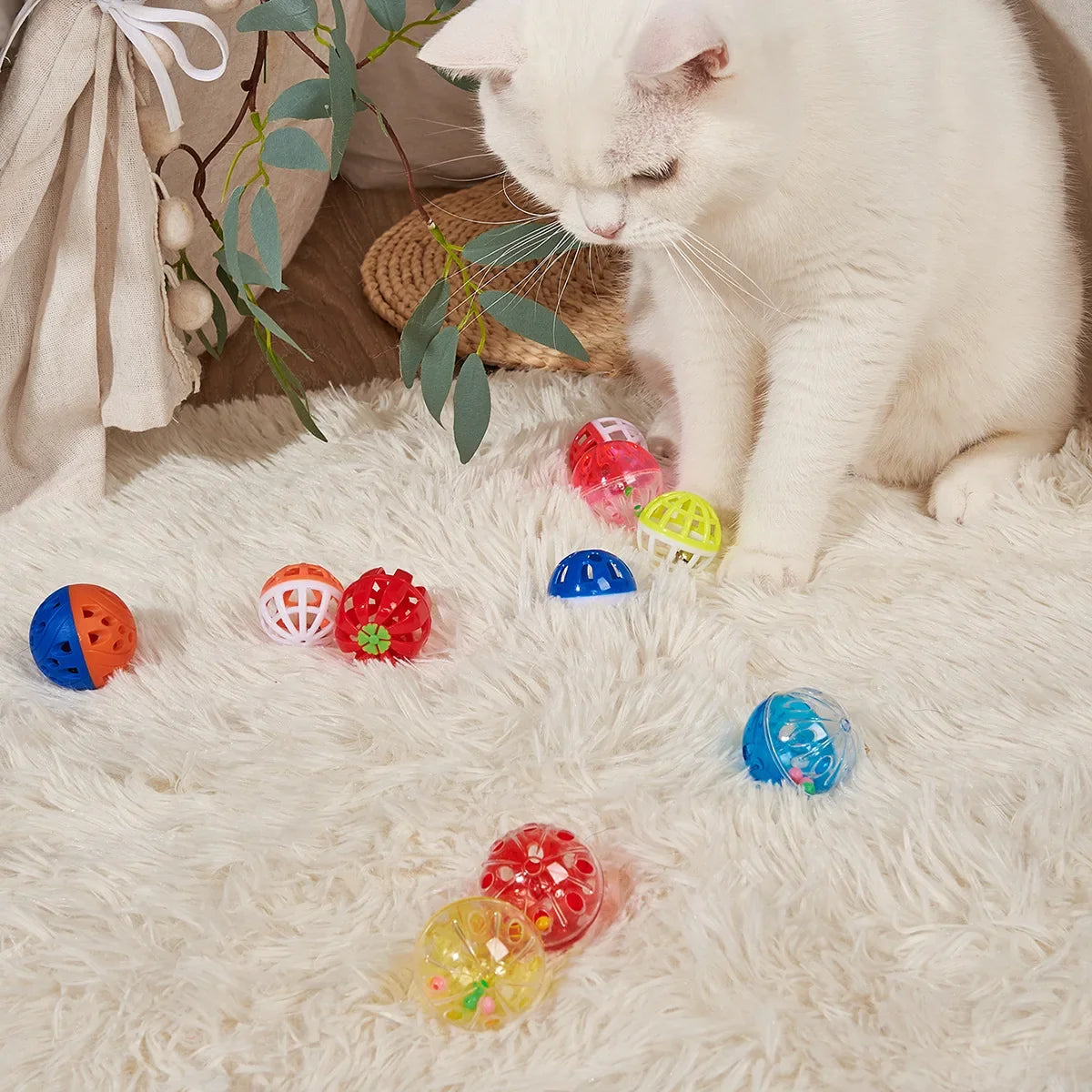 10pcs Pet Parrot Toy Colorful Hollow Rolling Bell Ball Bird Toy Parakeet Cockatiel Parrot Chew Cage Fun Toys Pet Bird Supplies