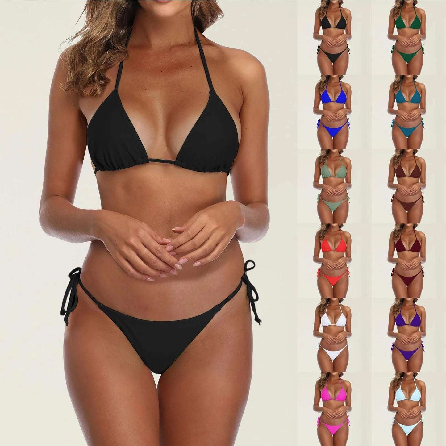 Sexy Bikini Swimsuit For Women Brazilian Pink Bikinis Set Sexy Bather Bathing Suit For Women Triangle Top Thongs Swimsuits Women