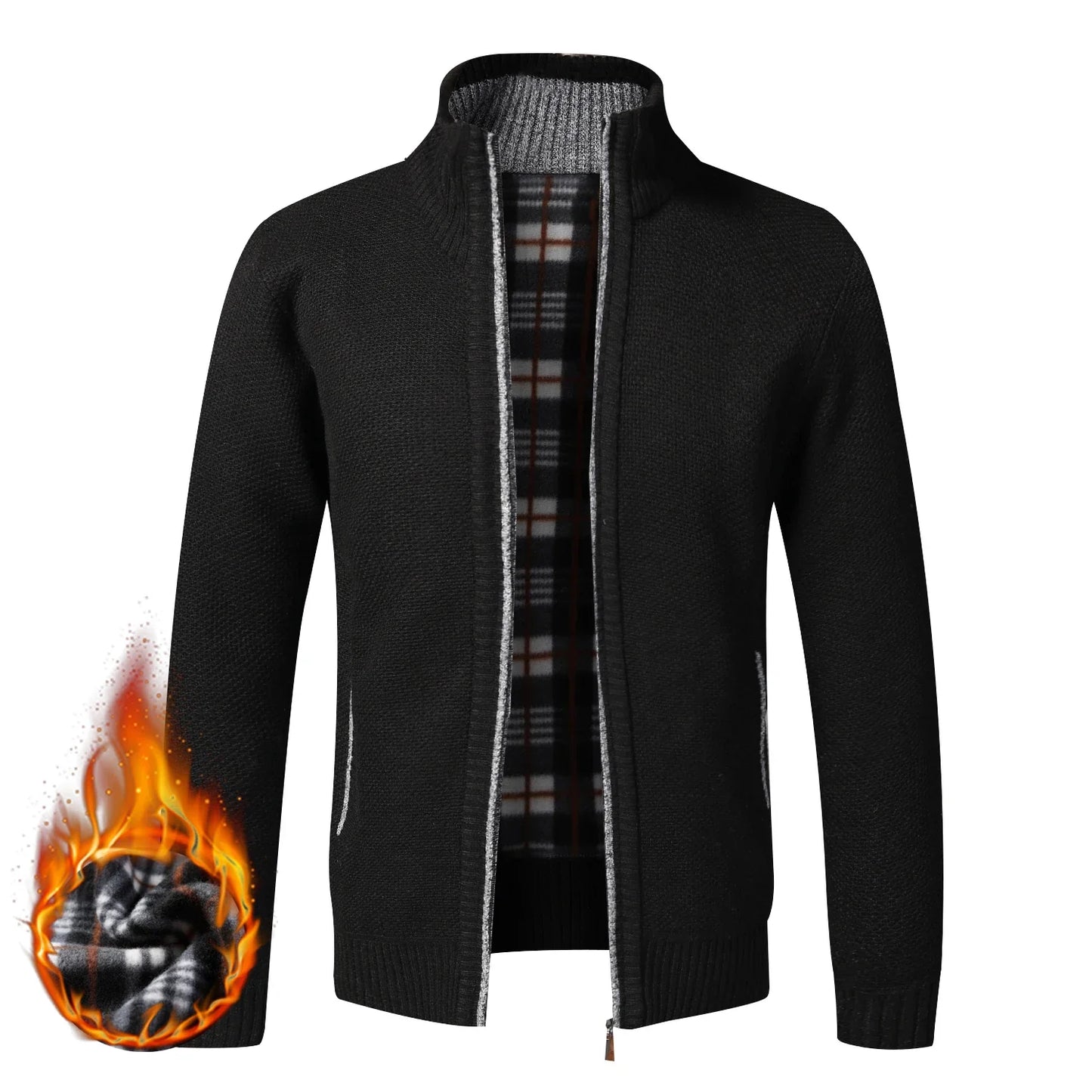 Autumn Winter Warm Cardigan Men Fleece Sweaters, Full Zip Jackets Slim Fit Luxury Brand Knitted Sweater.