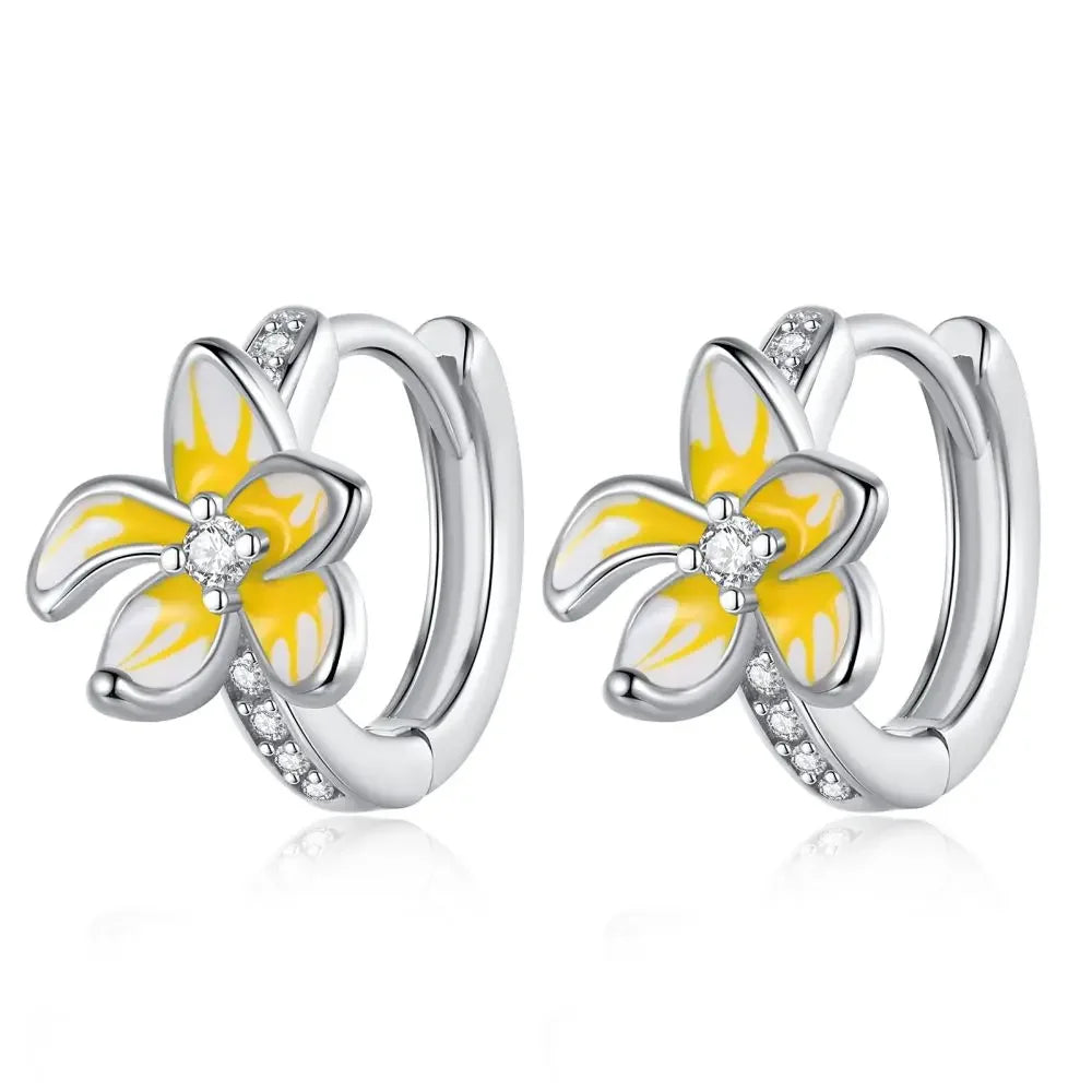 Romantic Heart Shapen Girl Earrings 925 Silver Rainbow Heart Hoop Earring Silver Jewelry Gift