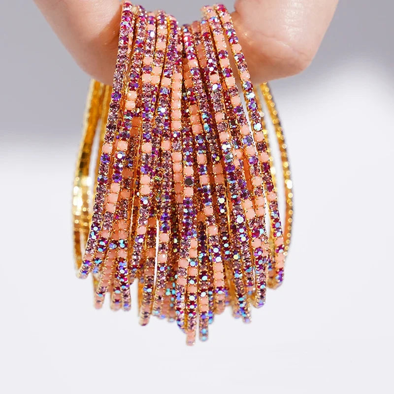 5pcs Fashion Colorful Acrylic Crystal Rhinestone Elastic Bracelet for