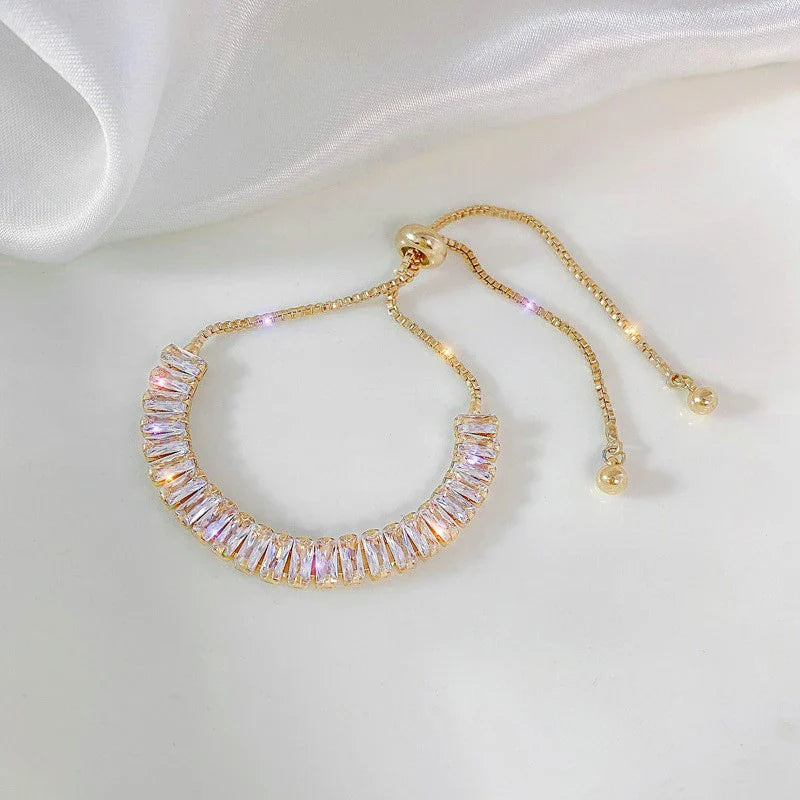 Luxury Blue Zircon 18K Gold Plated Women's Bracelet 2023 New Fashion Retro Zircon Bracelet Wedding Party Jewelry Gift
