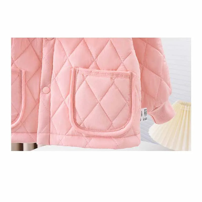 2024 Girls Winter Sets Baby Clip Cotton Warm Two-Piece Autumn New Children Lapel Solid Colour Fashion Casaual Suit 12M-6 Years