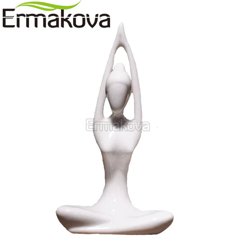 ERMAKOVA 12 Styles Abstract Art Ceramic Yoga Poses Figurine Porcelain Lady Figure Statue Home Yoga Studio Decor Ornament