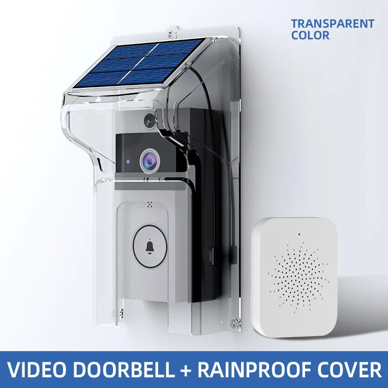 Wireless Video Doorbell with Solar Rain Cover Waterproof Wifi Door Bell Camera Color Intercom Video Doorbell Smart Home Security