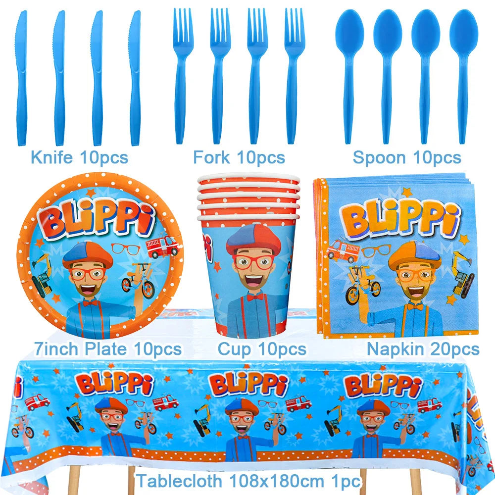 Bli-Ppi-Toy Theme Party Supplies Disposable Set Background Balloon Banner