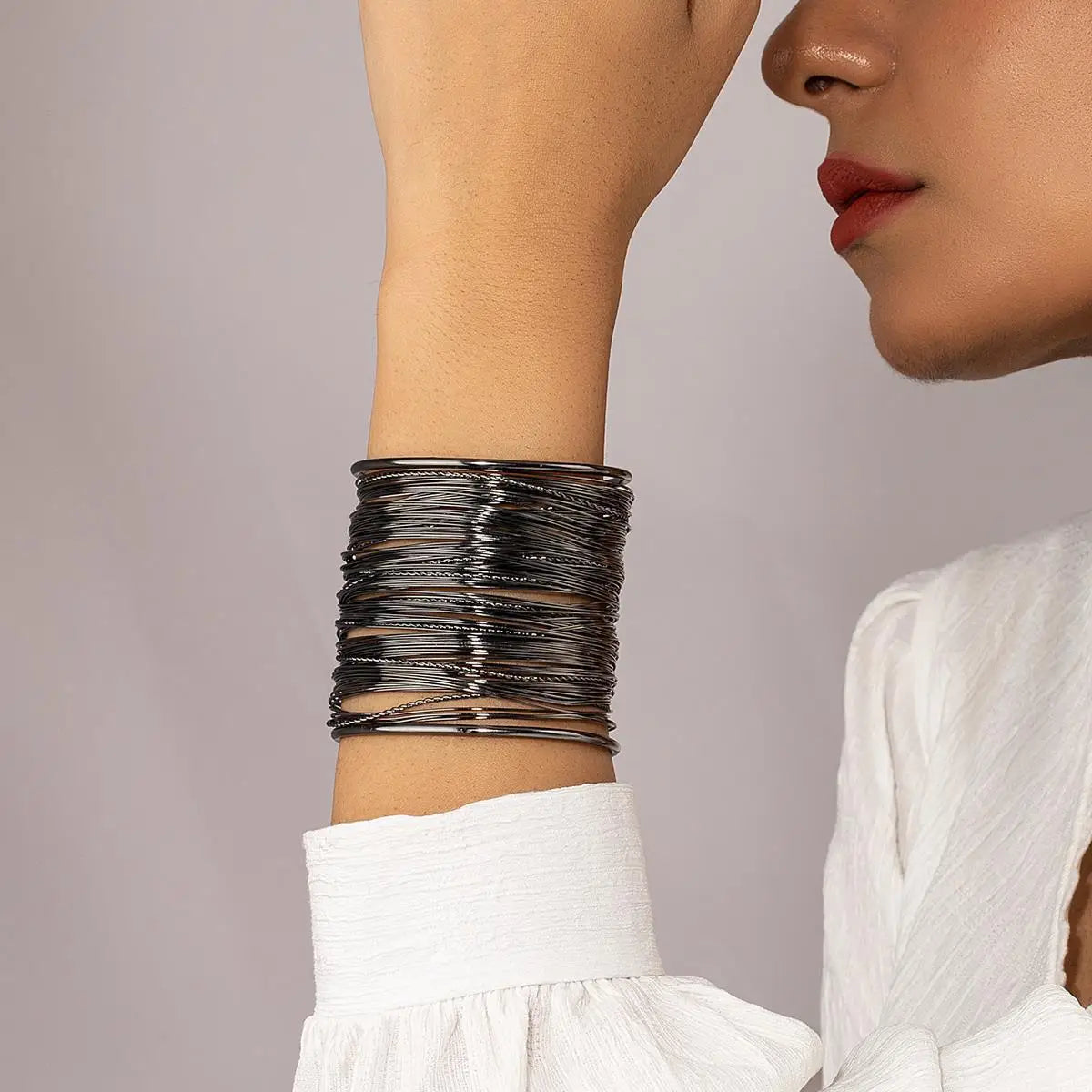 Exaggerated Wire Mesh Open Wide Bracelet Ins Small Fashion Net Red Metal Bracelet Women's Jewelry Charm Bracelets for Women