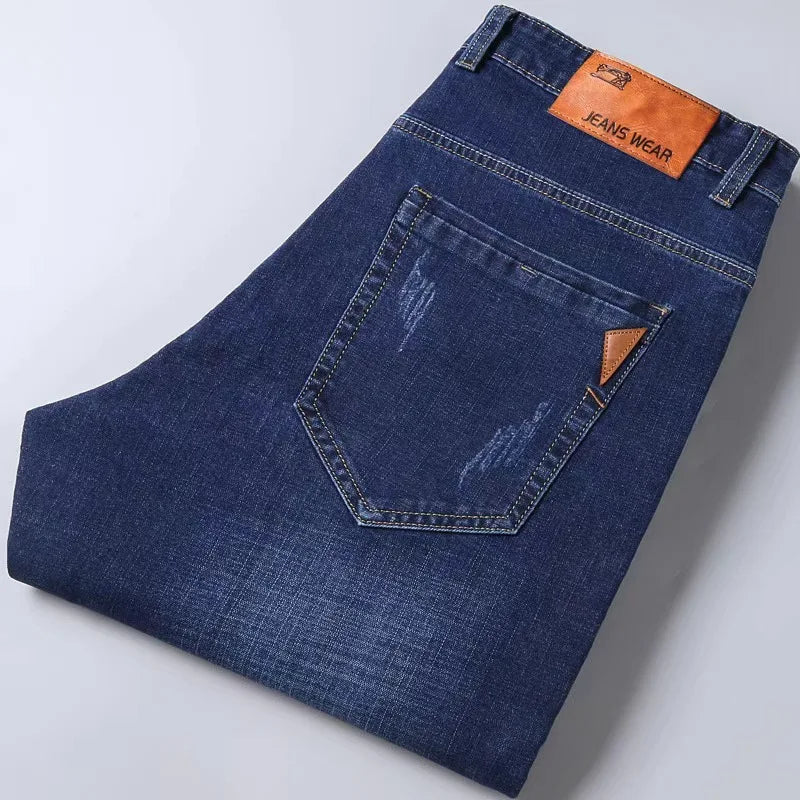   2025 Men NEW Men's Fashion Business Jeans Classic Style Casual Stretch Slim Jean Pants Male Brand Denim Trousers Black Blue Me