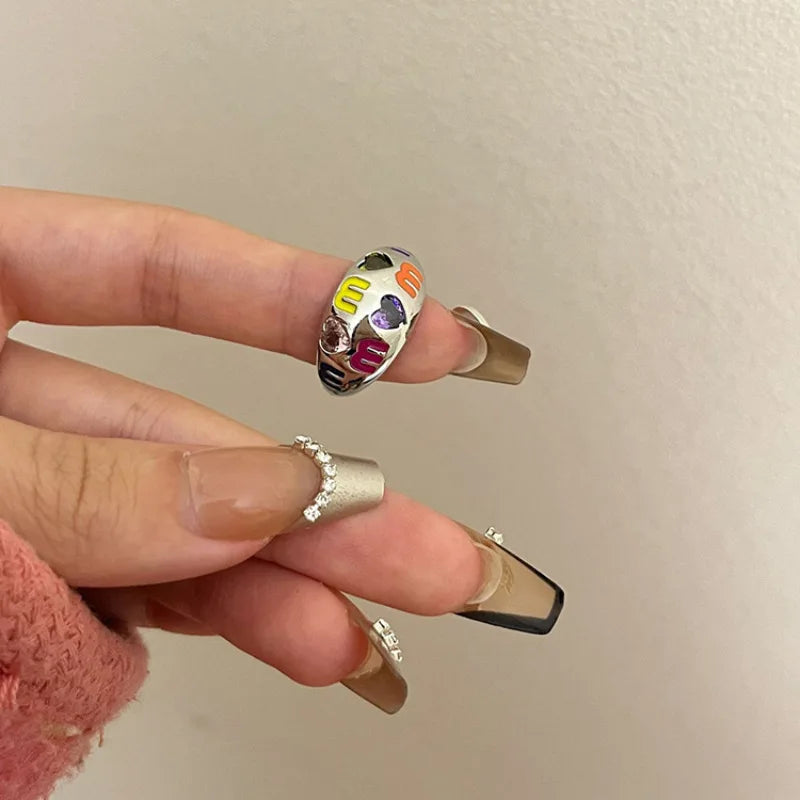 2024 New Style Trendy Candy Color 925 Sterling Silver Female Party Ring Promotion Jewelry For Women Birthday Gifts No Fade