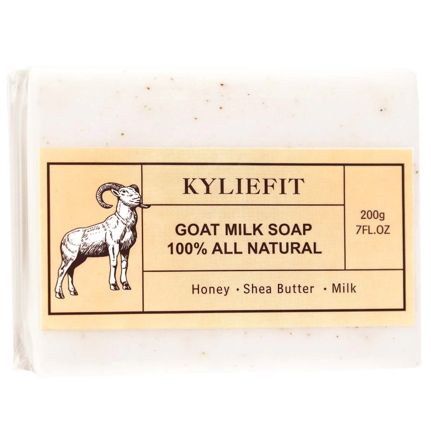 KYLIEFIT Goat Milk Soap Bar, 100% All Natural, Lightening, Cleaning, Moisturizing, With Honey, Shea Butter, Milk, 200g/ 7 oz