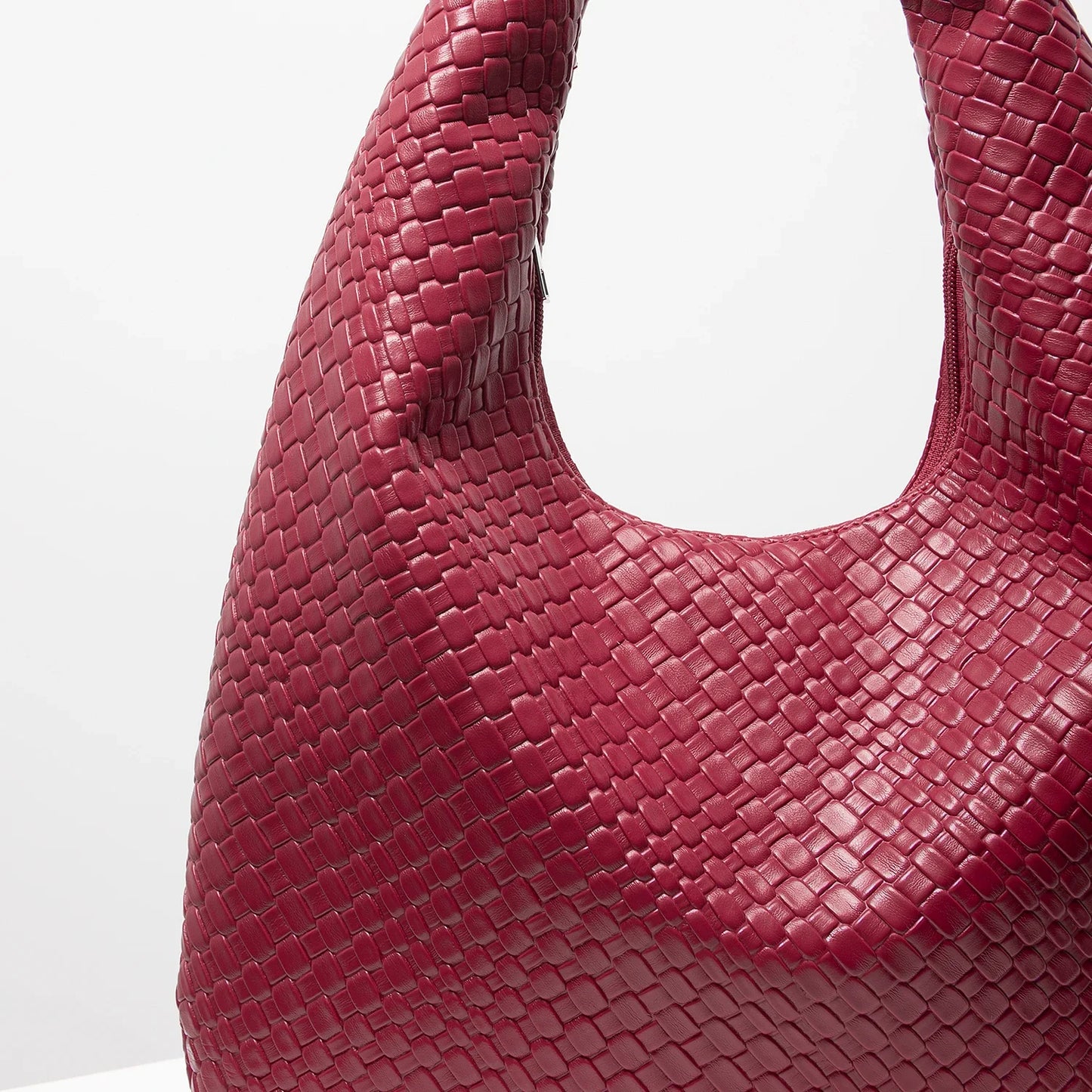 Retro Artificial Woven Leather Shoulder Bag, Women's Handbag, Large Capacity Tote Bag, Crescent Bag, Zipper Armpit Bag, Daily Commuter Bag (Random Pattern)