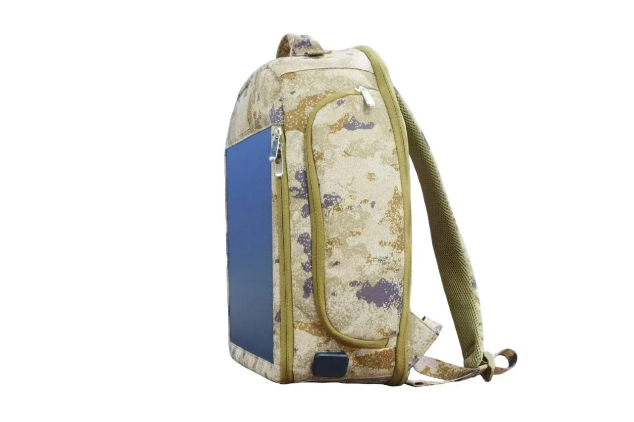 Solar Panel-Powered Backpack Waterproof Backup Power Pack With USB Charging Port For Hiking, Exploring