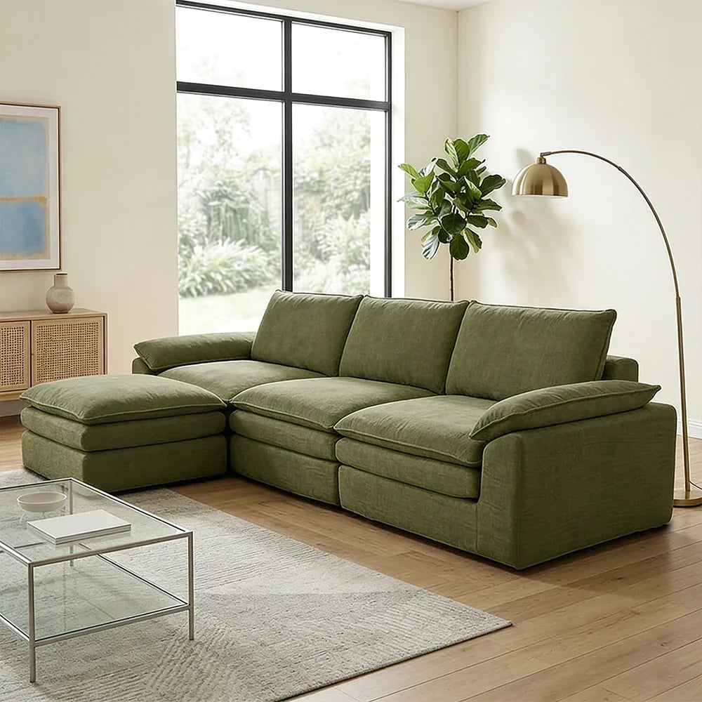 Modern Cloud Modular Sofa Set, Soft Thick Memory Foam, Frameless Couch with Pillows, Easy Assembly for Living Room Bedroom