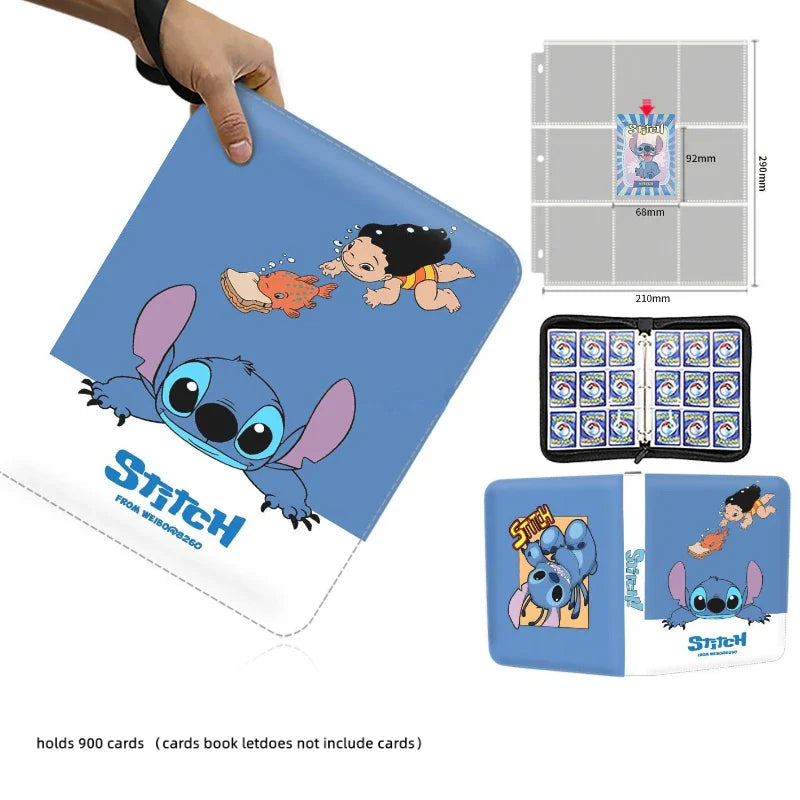 Disney Card Binder Book Collection Cards Holder Anime Card Album with 50 inner Pages Zipper Hold Up to 900 Cards Kids toy Gift